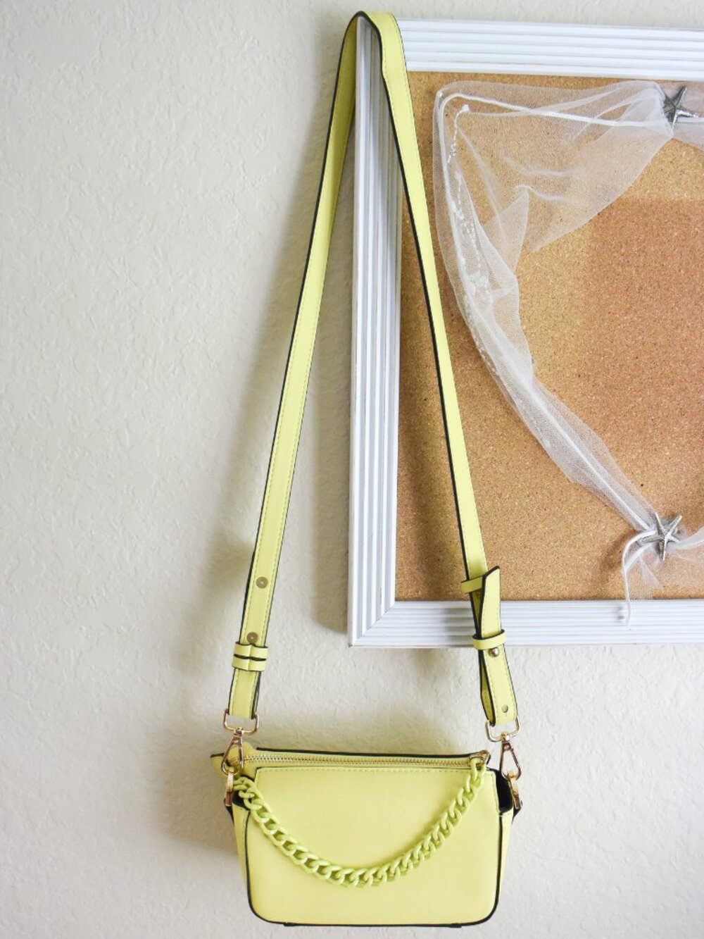 *Topshop* Yellow Chain detail Crossbody Bag - Faux Leather Shoulder Purse